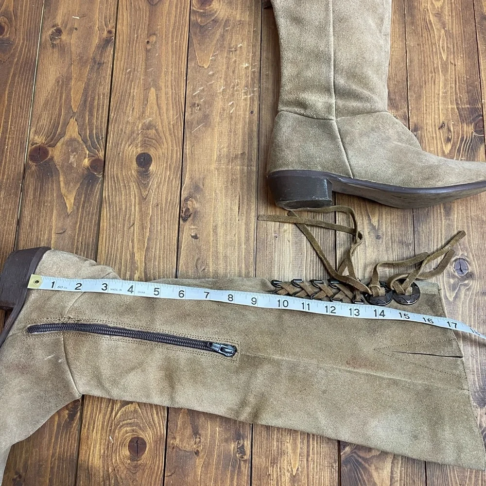 Naughty monkey tan suede knee high boots Womens size 7